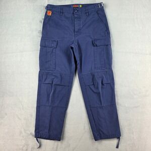 Empyre Relaxed Fit Cargo Pant Mens 28 Blue Cotton Blend Button Fly Utility Skate